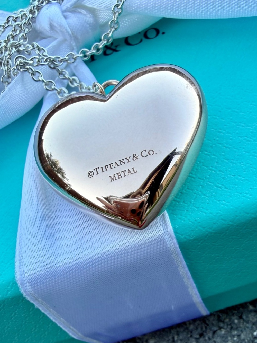 RARE RETIRED Tiffany & Co. Rubedo Puffed Heart with THICK 24 Inch Chain